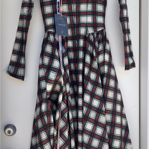 House of CB Plaid Long Sleeve Dress - Red, Green, White - Picture 6 of 6